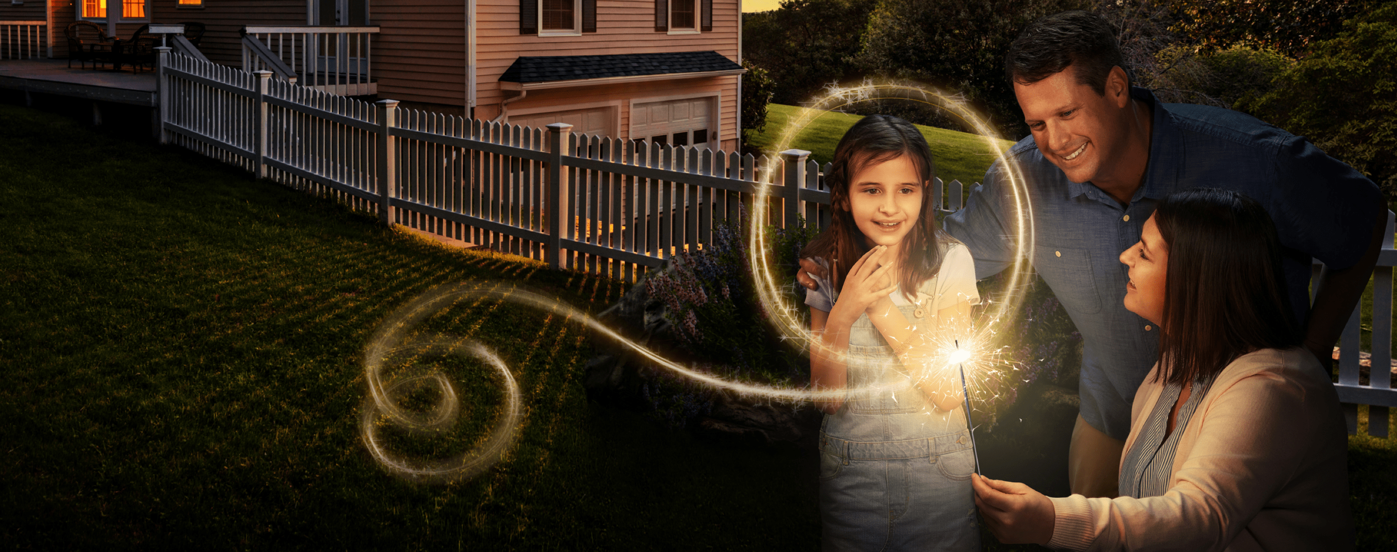 Sparkles around a family